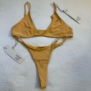 Boutine LA Triangle Bikini Set Tan Caramel NWT size M   Summer Beach Pool